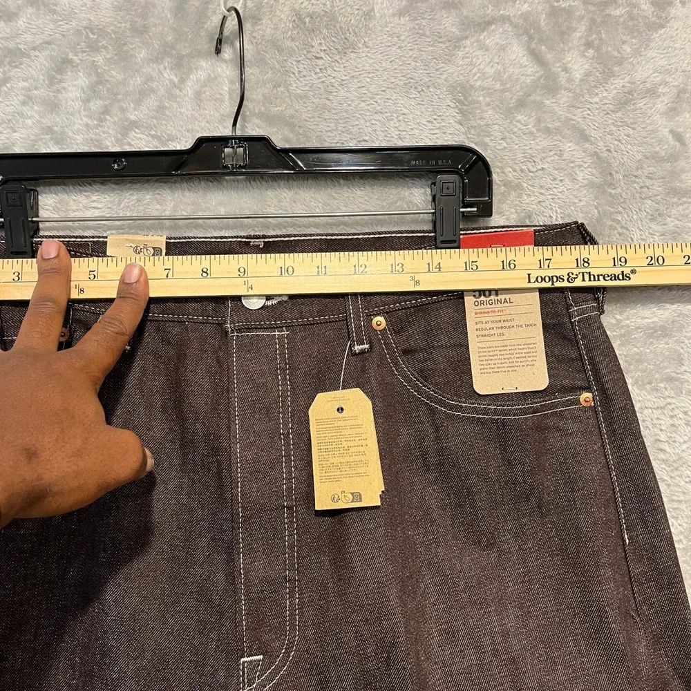 Levi's 501 Original Jeans Men 36x30 Brown Shrink-To-Fit Rigid Denim Straight Leg